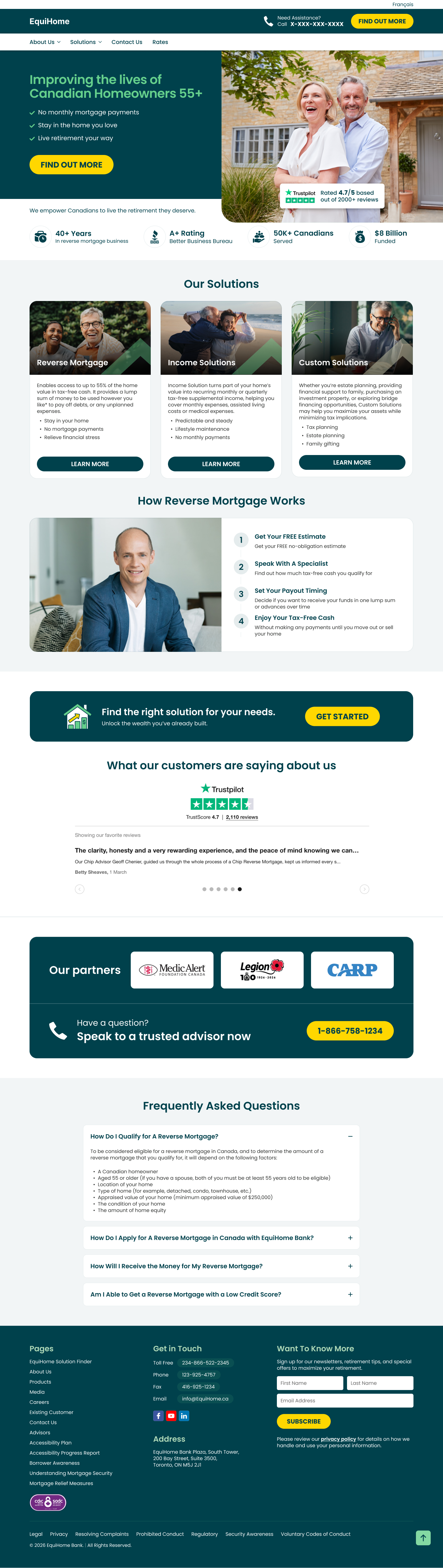 EquiHome Bank redesigned homepage preview