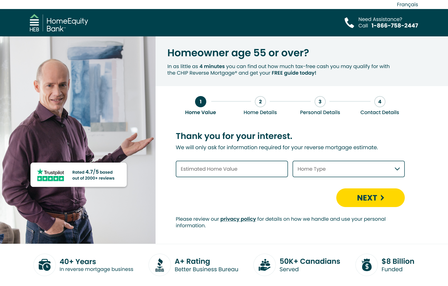 HomeEquity Bank redesigned supporting page