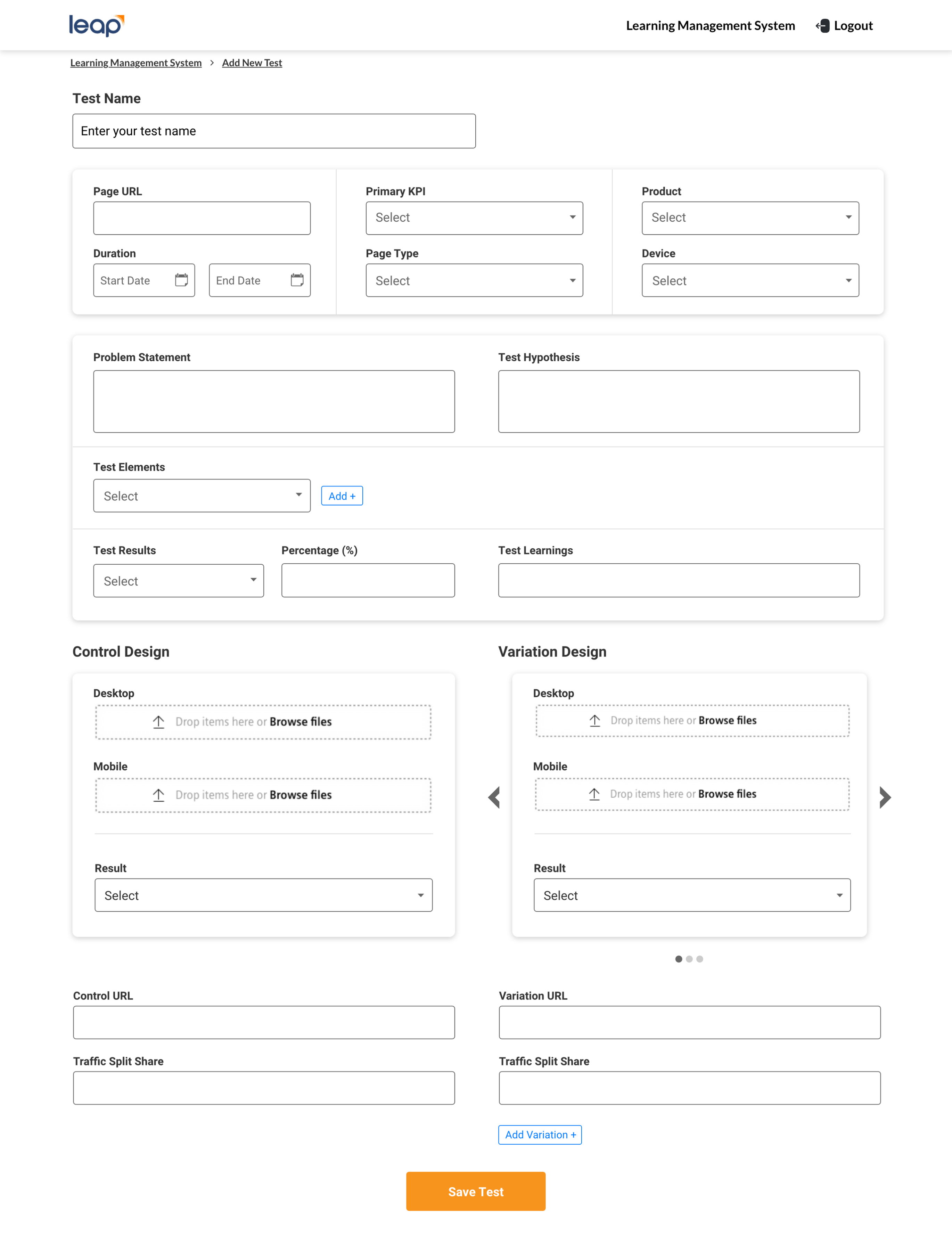 LEAP structured form supporting device-specific experiment documentation