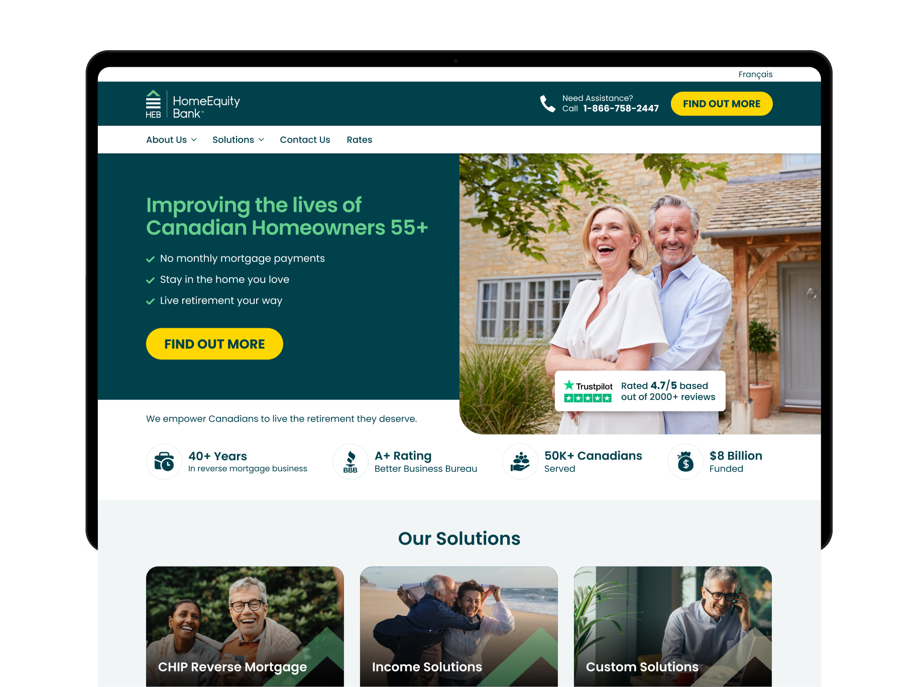 HomeEquity Bank redesigned homepage preview